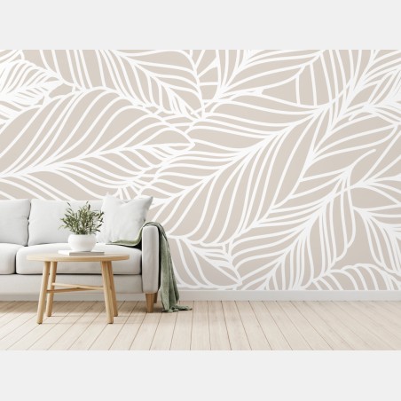 Fotomural diseño botánico minimalista en tonos beige – Pixers®