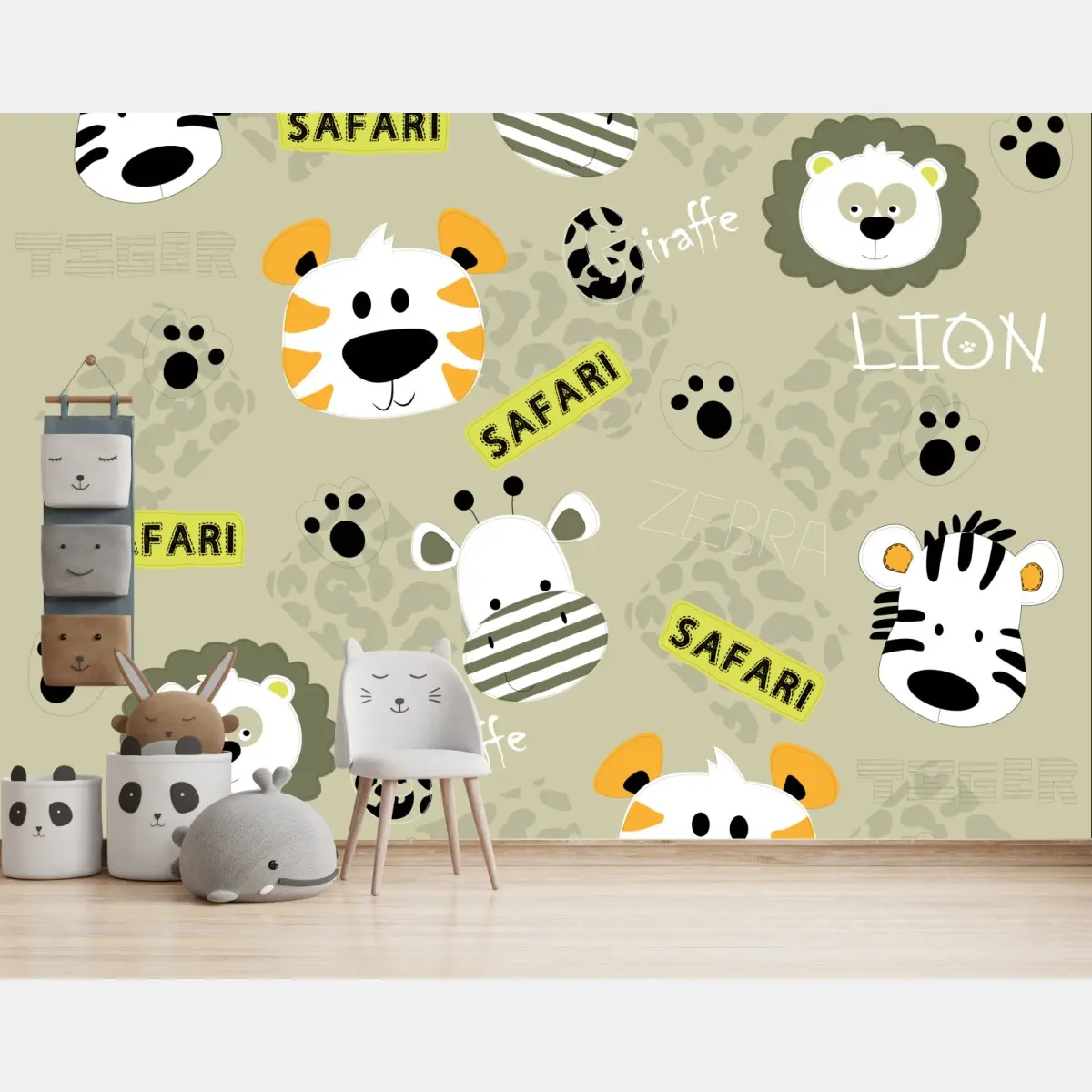 Fotomural diseño safari de animales para habitación infantil – Pixers®