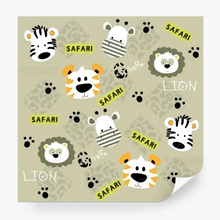Fotomural diseño safari de animales para habitación infantil – Pixers®