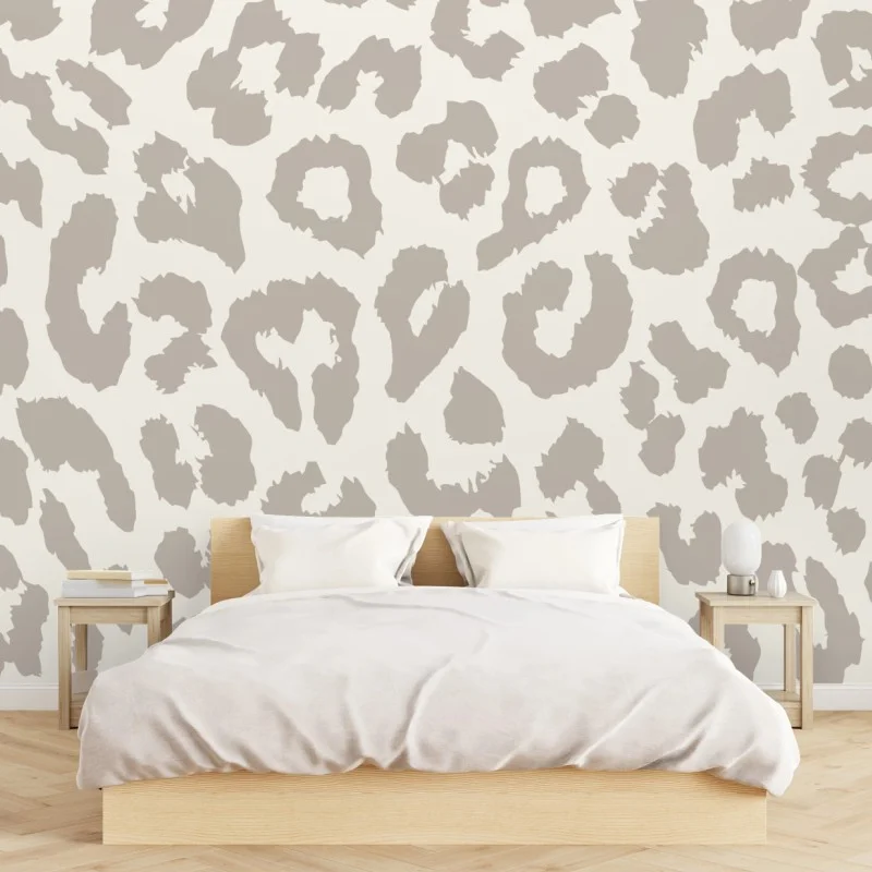 Fotomural estampado de leopardo beige y neutro