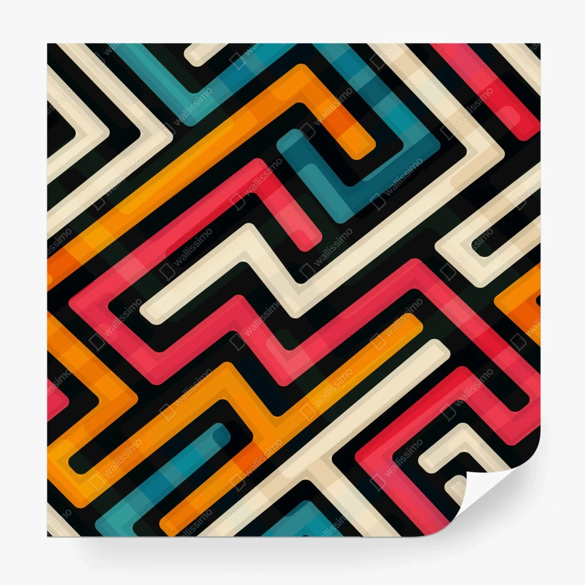 Fotomural diseño geométrico retro en colores vibrantes – Pixers®
