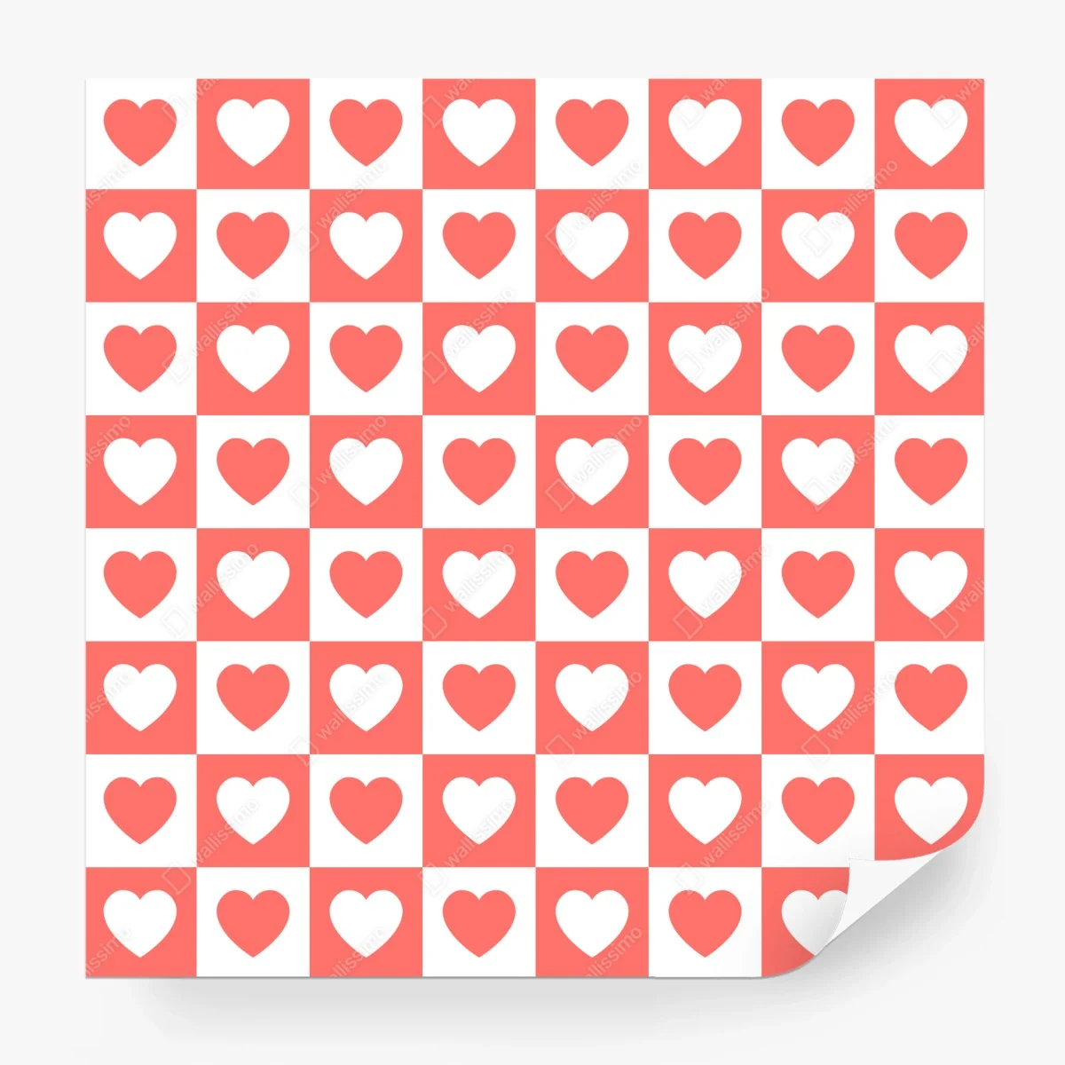 Fotomural patrón de corazones coral en damero – Pixers® Fotomural patrón de corazones coral en damero – Pixers®