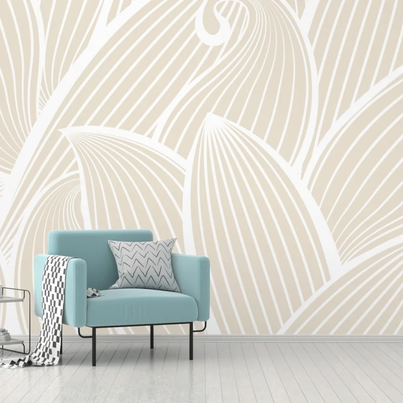 Fotomural diseño floral minimalista en tonos beige