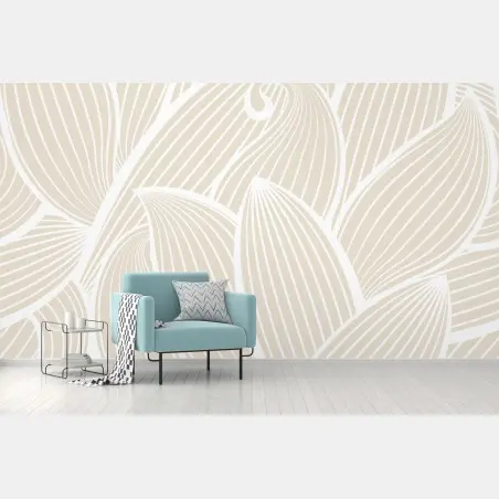 Fotomural diseño floral minimalista en tonos beige – Pixers®