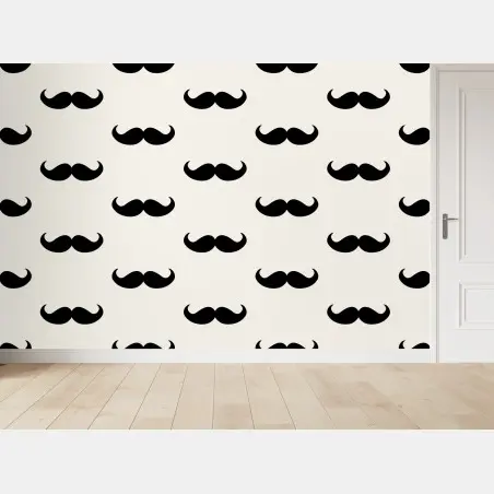 Fotomural patrón de bigotes retro en blanco y negro – Pixers®
