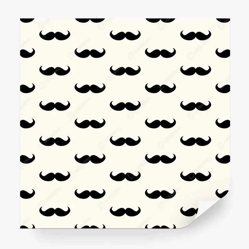 Fotomural patrón de bigotes retro en blanco y negro