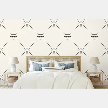 Fotomural patrón geométrico de diamantes minimalistas sobre fondo beige – Pixers®