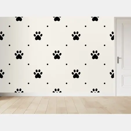 Fotomural patrón de huellas de mascota en blanco y negro – Pixers®