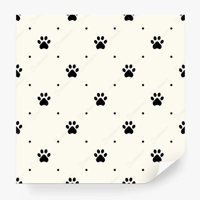 Fotomural patrón de huellas de mascota en blanco y negro