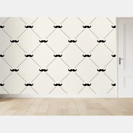 Fotomural patrón geométrico de bigotes sobre fondo beige – Pixers®