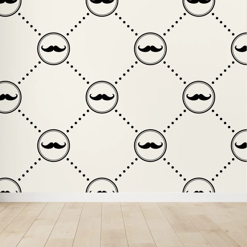 Fotomural diseño retro de bigotes en patrón geométrico