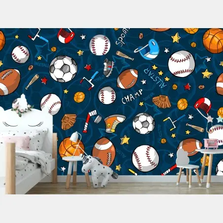 Fotomural patrón deportivo colorido para niños – Pixers®