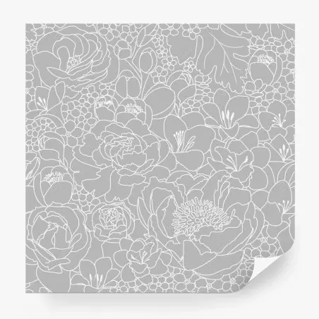 Fotomural patrón floral minimalista en tonos grises – Pixers®