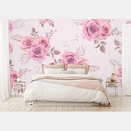 Fotomural patrón floral de rosas en tonos pastel – Pixers®