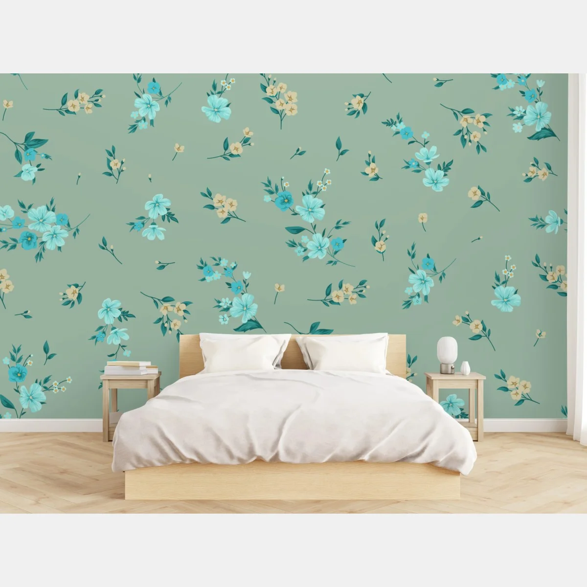 Fotomural estampado floral delicado en tonos menta y turquesa – Pixers® Fotomural estampado floral delicado en tonos menta y turquesa – Pixers®