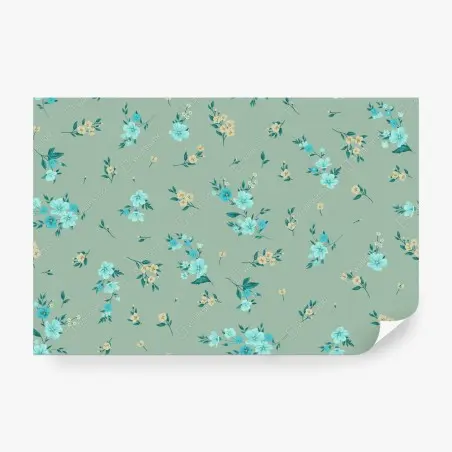 Fotomural estampado floral delicado en tonos menta y turquesa – Pixers®