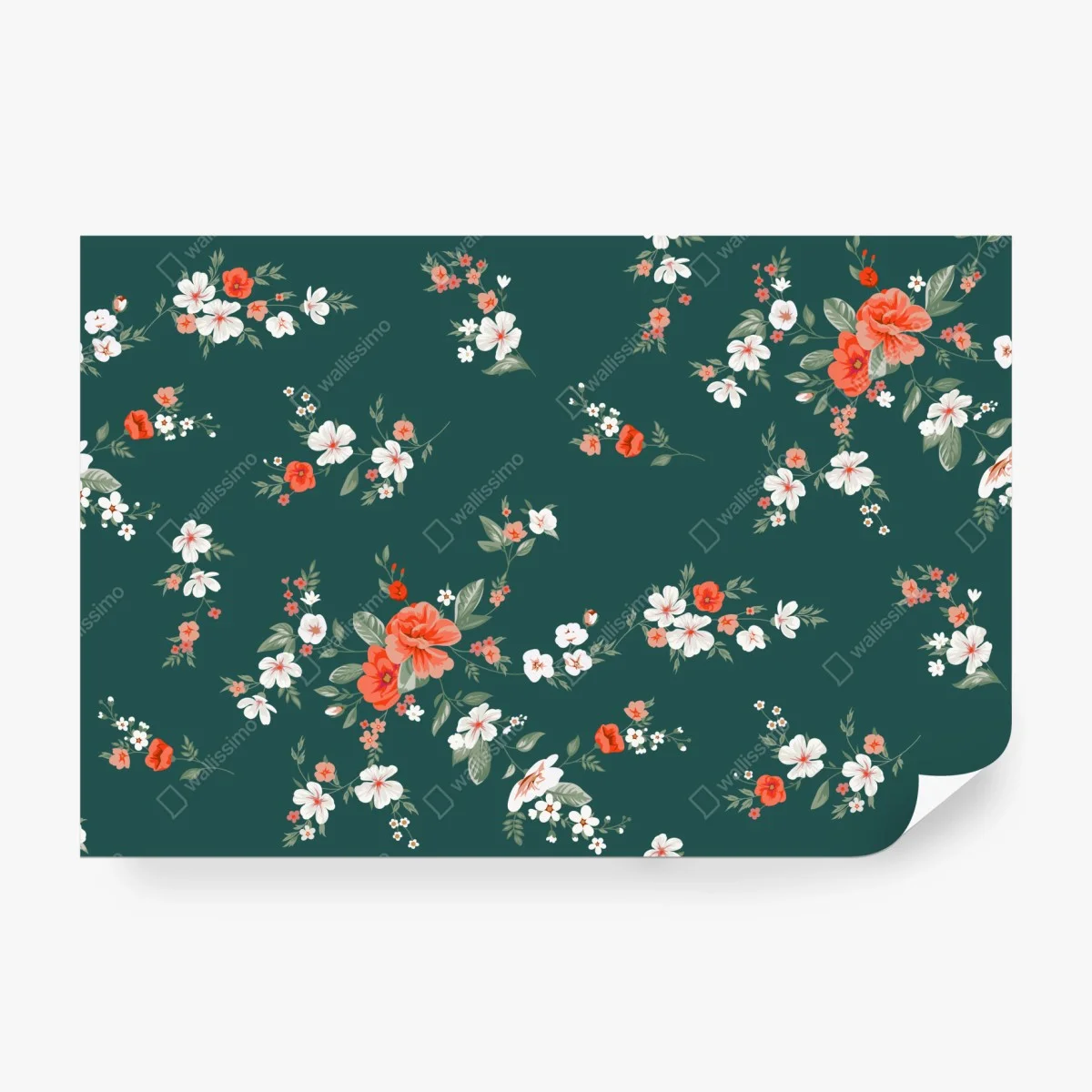 Fotomural patrón floral elegante en verde oscuro y coral – Pixers® Fotomural patrón floral elegante en verde oscuro y coral – Pixers®