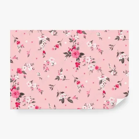 Fotomural estampado floral rosa delicado – Pixers®