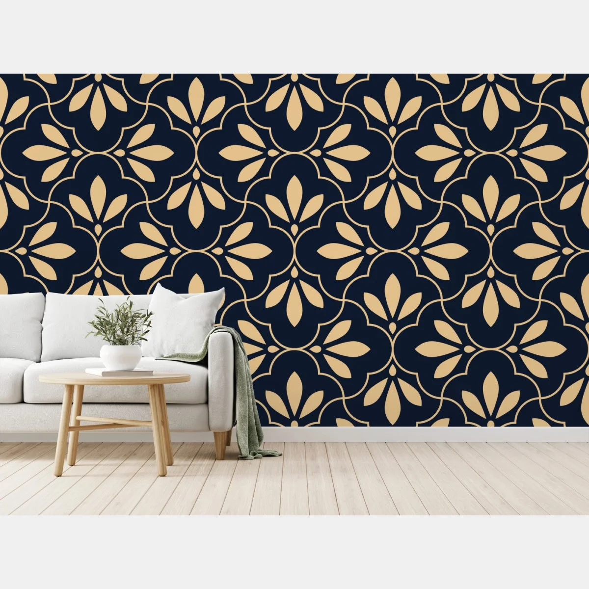 Fotomural patrón floral geométrico en azul marino y beige – Pixers® Fotomural patrón floral geométrico en azul marino y beige – Pixers®