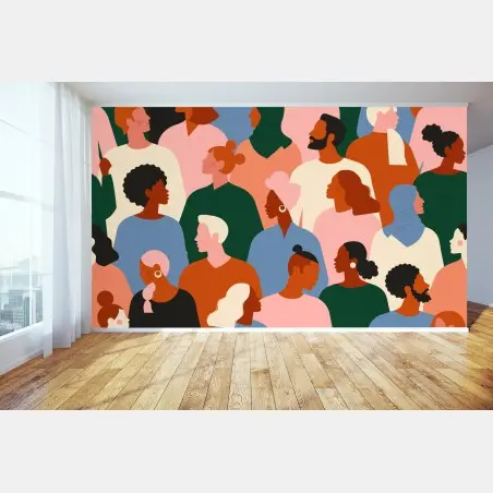 Fotomural mural ilustrado de diversidad multicultural – Pixers®