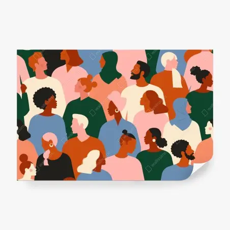 Fotomural mural ilustrado de diversidad multicultural – Pixers®
