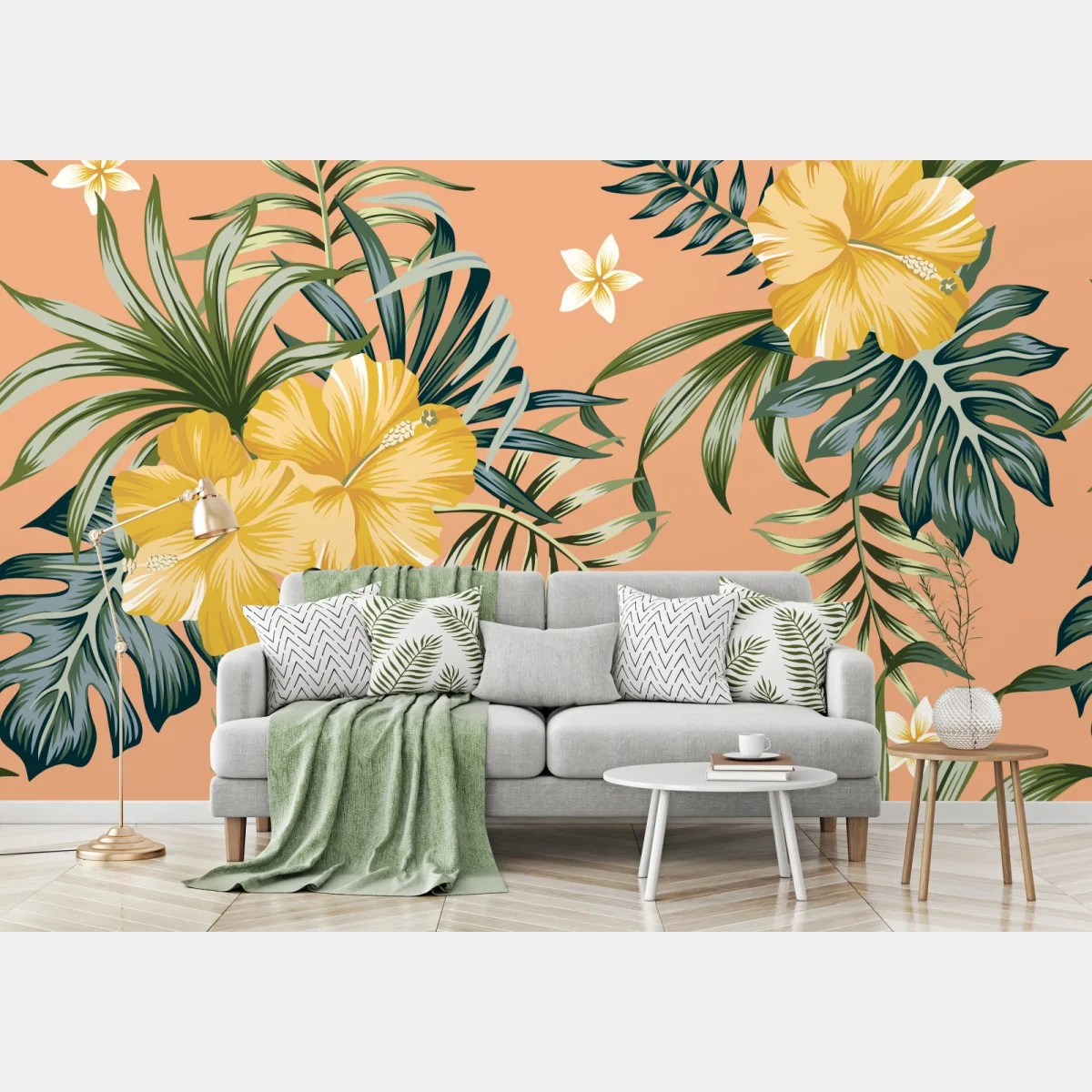 Fotomural estampado tropical de hibiscos amarillos – Pixers® Fotomural estampado tropical de hibiscos amarillos – Pixers®