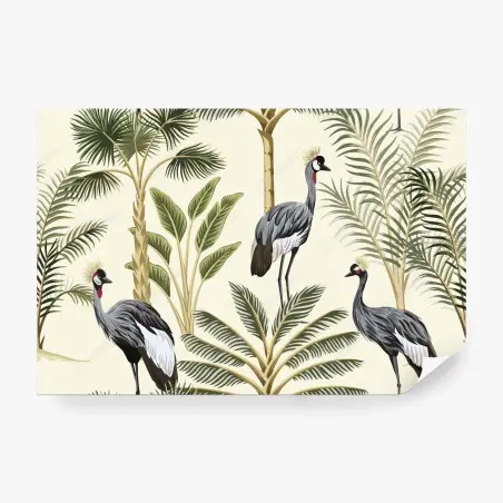 Fotomural grullas coronadas en jardín tropical – Pixers®