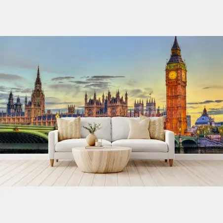 Fotomural atardecer sobre el palacio de Westminster y Big Ben – Pixers®