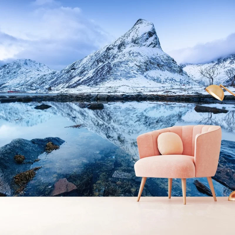 Fotomural reflejos nevados en Noruega