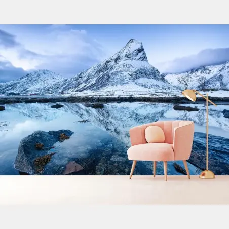 Fotomural reflejos nevados en Noruega – Pixers®