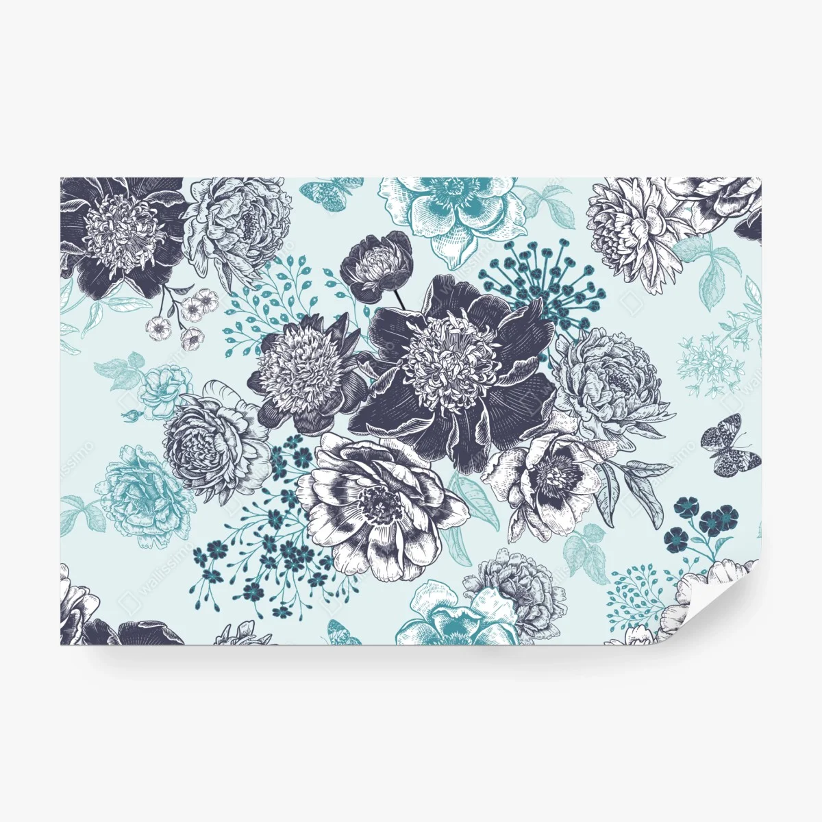 Fotomural estampado floral vintage en tonos turquesa – Pixers® Fotomural estampado floral vintage en tonos turquesa – Pixers®