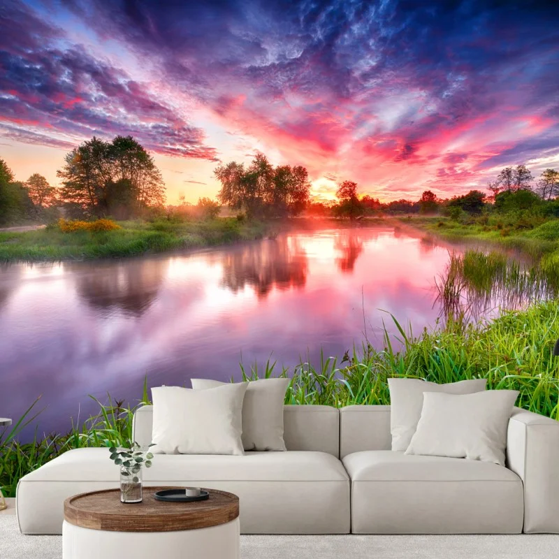 Fotomural amanecer vibrante sobre el río