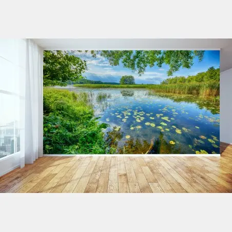 Fotomural paisaje lacustre sereno en Masuria – Pixers®