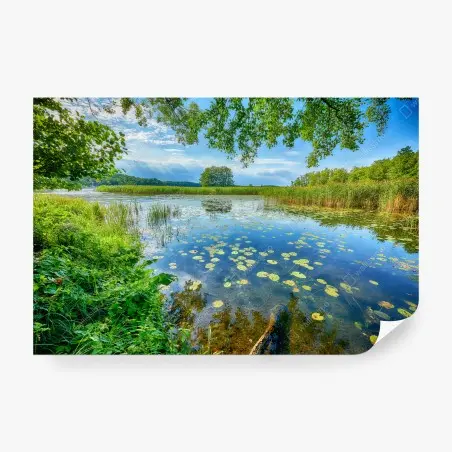 Fotomural paisaje lacustre sereno en Masuria – Pixers®
