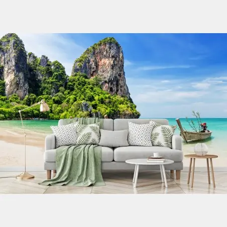 Fotomural serena bahía en la playa de Railay, Krabi, Tailandia – Pixers®