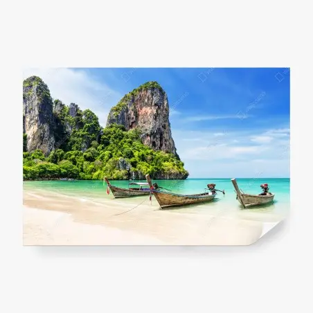 Fotomural serena bahía en la playa de Railay, Krabi, Tailandia – Pixers®