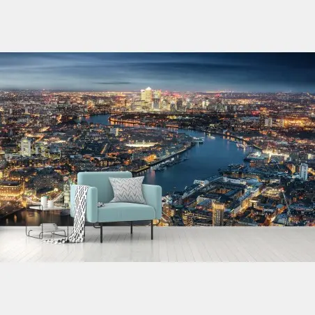 Fotomural panorama nocturno de Tower Bridge y el río Támesis, Londres – Pixers®