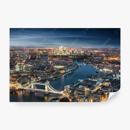 Fotomural panorama nocturno de Tower Bridge y el río Támesis, Londres – Pixers®