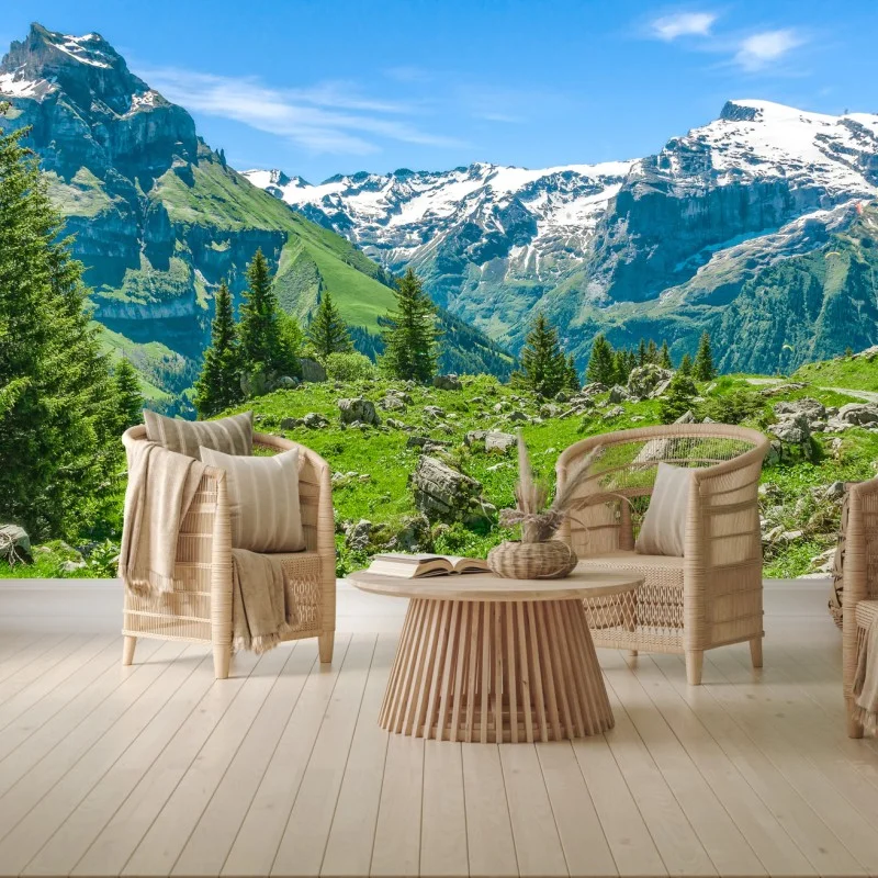 Fotomural panorama alpino en Engelberg, Suiza