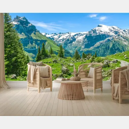 Fotomural panorama alpino en Engelberg, Suiza – Pixers®