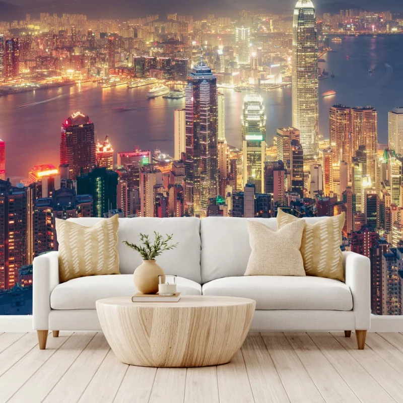 Fotomural luces nocturnas de Hong Kong desde Victoria Peak