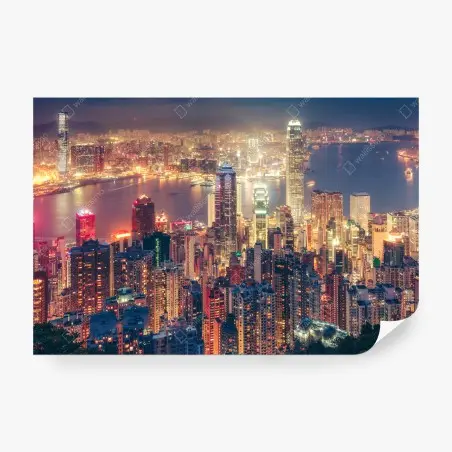 Fotomural luces nocturnas de Hong Kong desde Victoria Peak – Pixers®