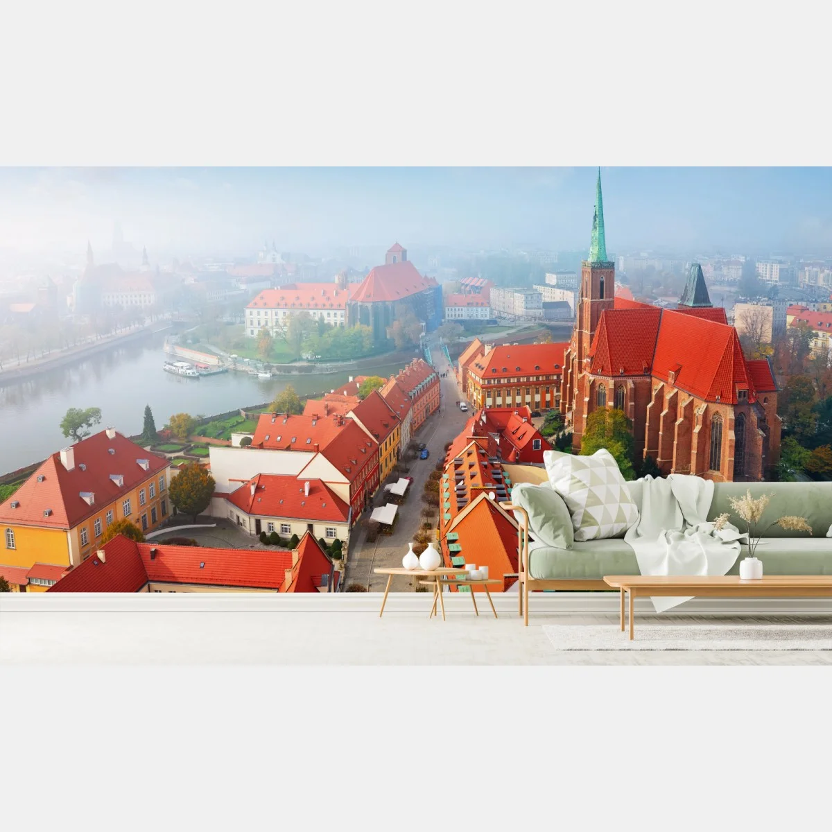 Fotomural paisaje urbano histórico con tejados rojos y catedral gótica – Pixers® Fotomural paisaje urbano histórico con tejados rojos y catedral gótica – Pixers®