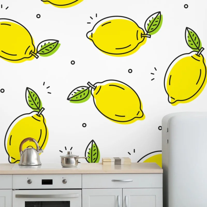 Fotomural patrón de limones vibrante y minimalista