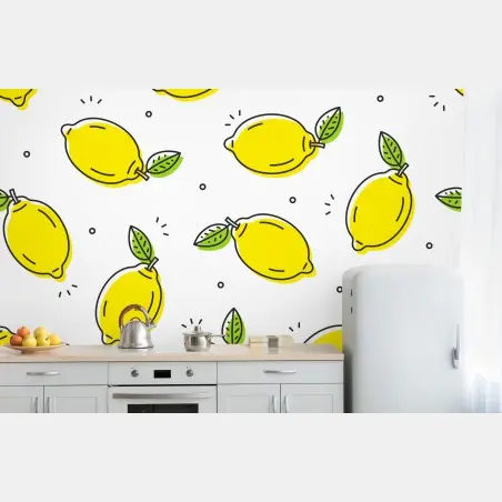 Fotomural patrón de limones vibrante y minimalista – Pixers®