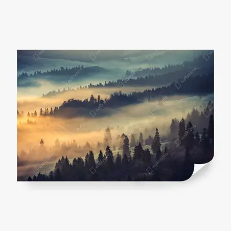 Fotomural valle brumoso al amanecer – Pixers®