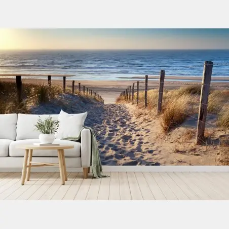 Fotomural sendero dorado hacia el mar, Holanda – Pixers®