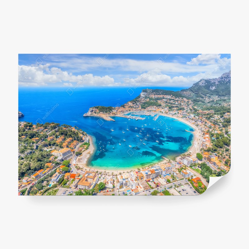 Fotomural panorámica de la bahía de Port de Sóller, Mallorca