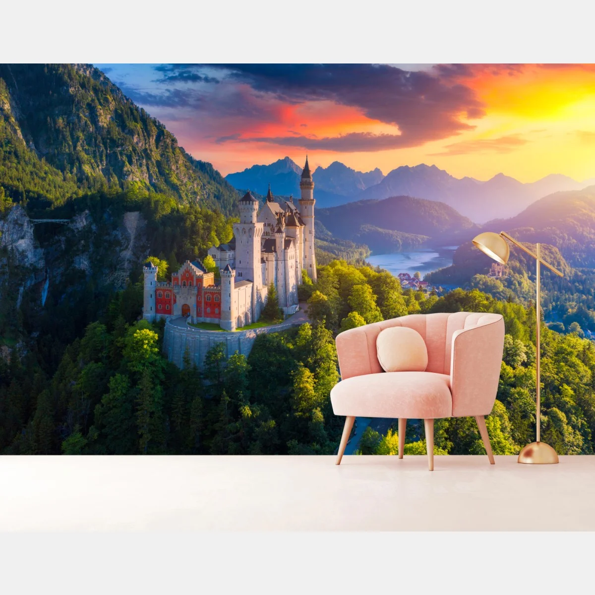 Fotomural castillo de Neuschwanstein al atardecer – Pixers® Fotomural castillo de Neuschwanstein al atardecer – Pixers®