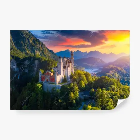 Fotomural castillo de Neuschwanstein al atardecer – Pixers®